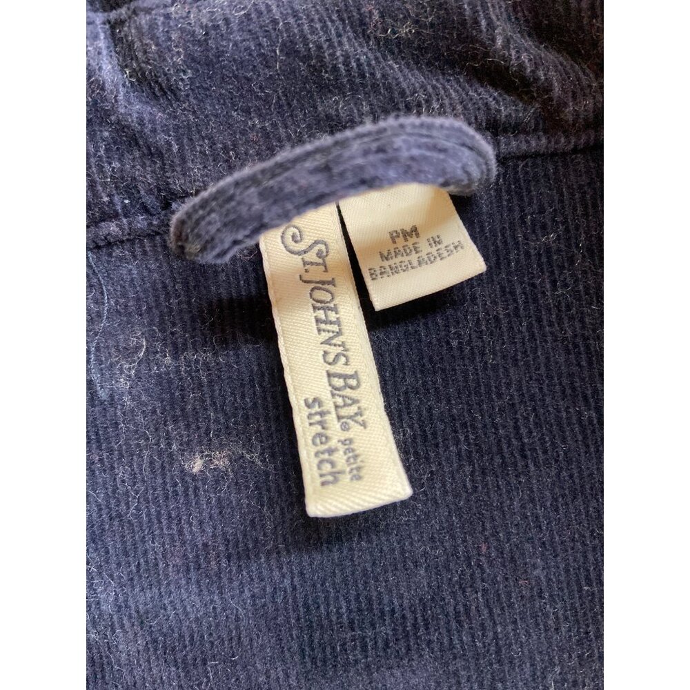 Vintage Y2K St. John’s Bay Corduroy Blazer PM Navy Blue Retro Jacket Cottagecore - Picture 4 of 8